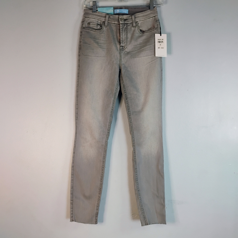 NWT 7 For All Mankind B (air) Women's Size 25 Raw Hem Ankle Skinny Jeans Gray